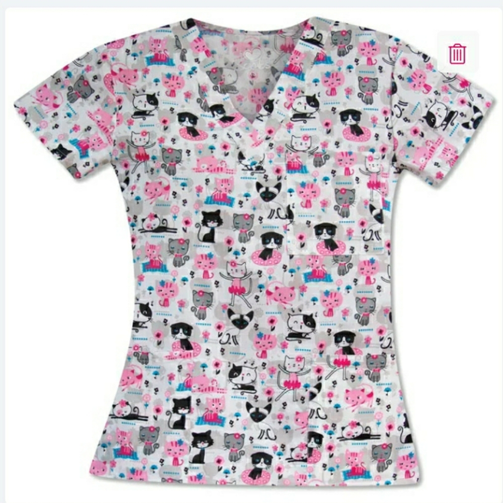 Pretty Kitty scrub top